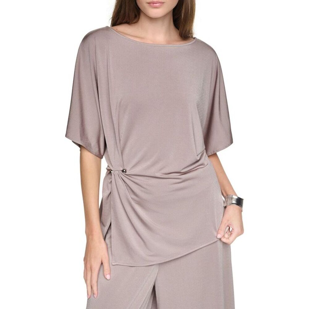 Halston Womens Short Sleeve Jersey Top